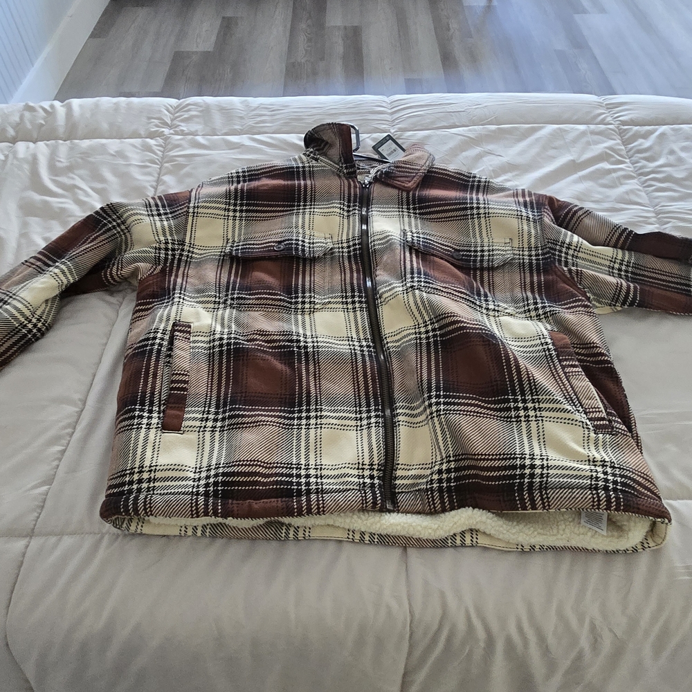 Alpine Design Women's Plaid Jacket in Brown and Cream